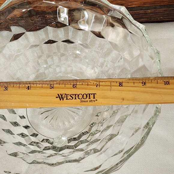 Colony Whitehall Clear Footed Bowl 10" cube cubist glass midcentury vintage - Picture 12 of 13